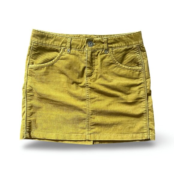 Retro Athleta Womens Size 4 Whenever Corduroy Skirt Gold Fit & Flare Draw String - Picture 1 of 7